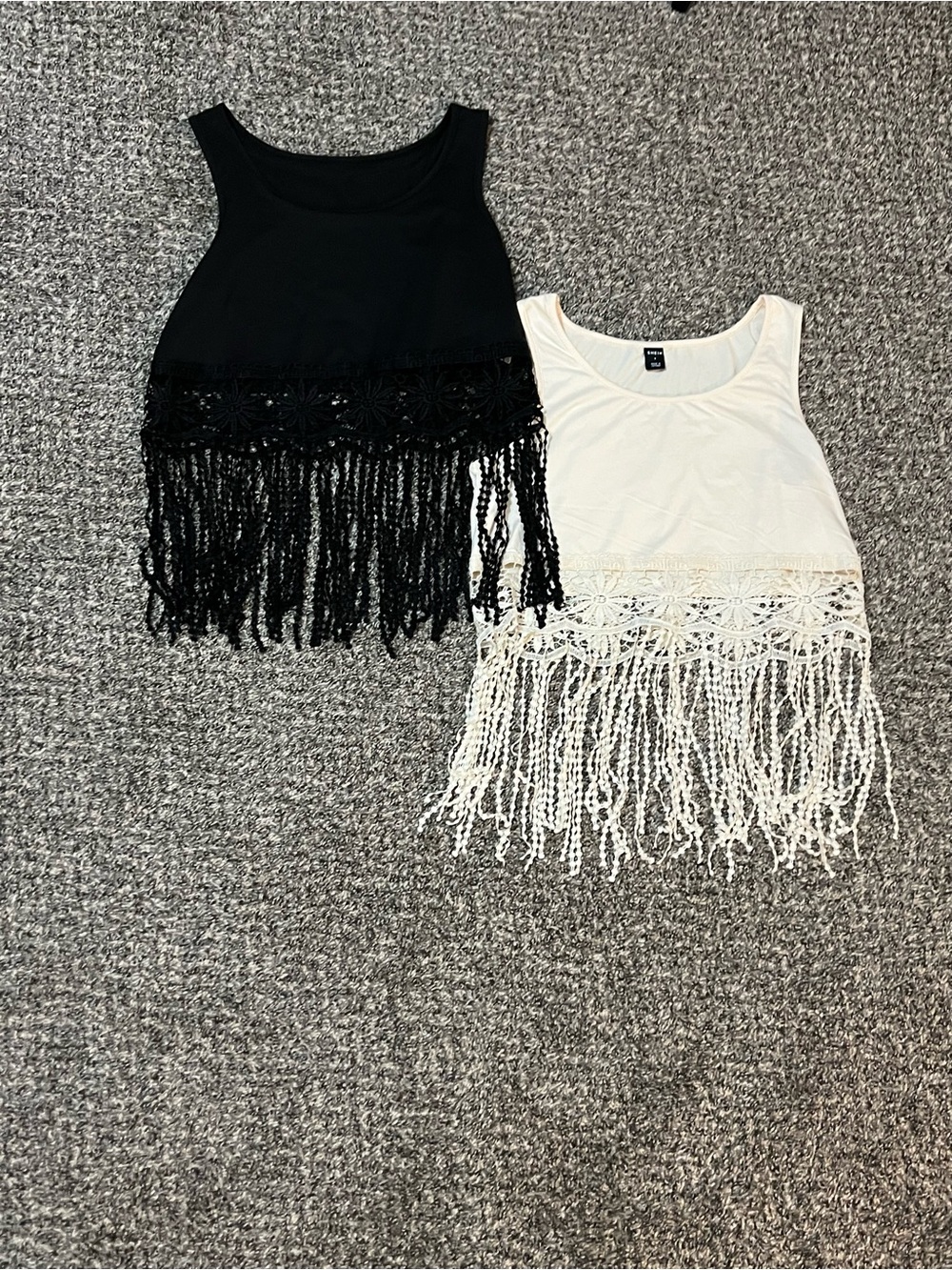 2 Crochet Fringe Tank Tops